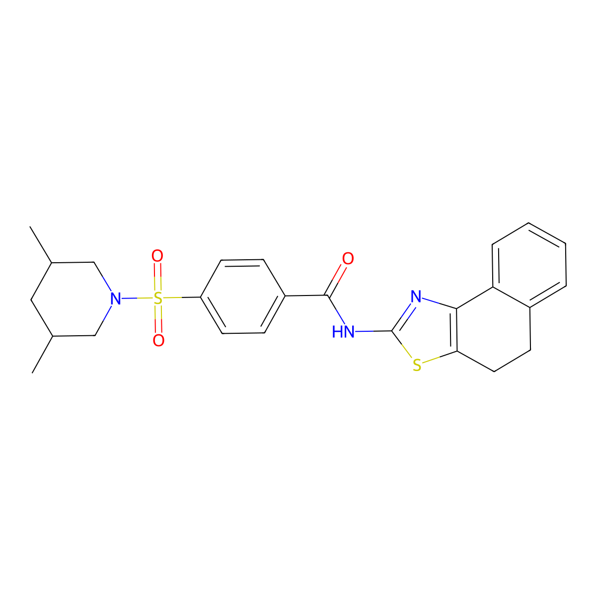 N-(4,5-dihydronaphtho[1,2-d]thiazol-2-yl)-4-((3,5-dimethylpiperidin-1-yl)sulfonyl)benzamide molecular structure, CAS 361167-33-1