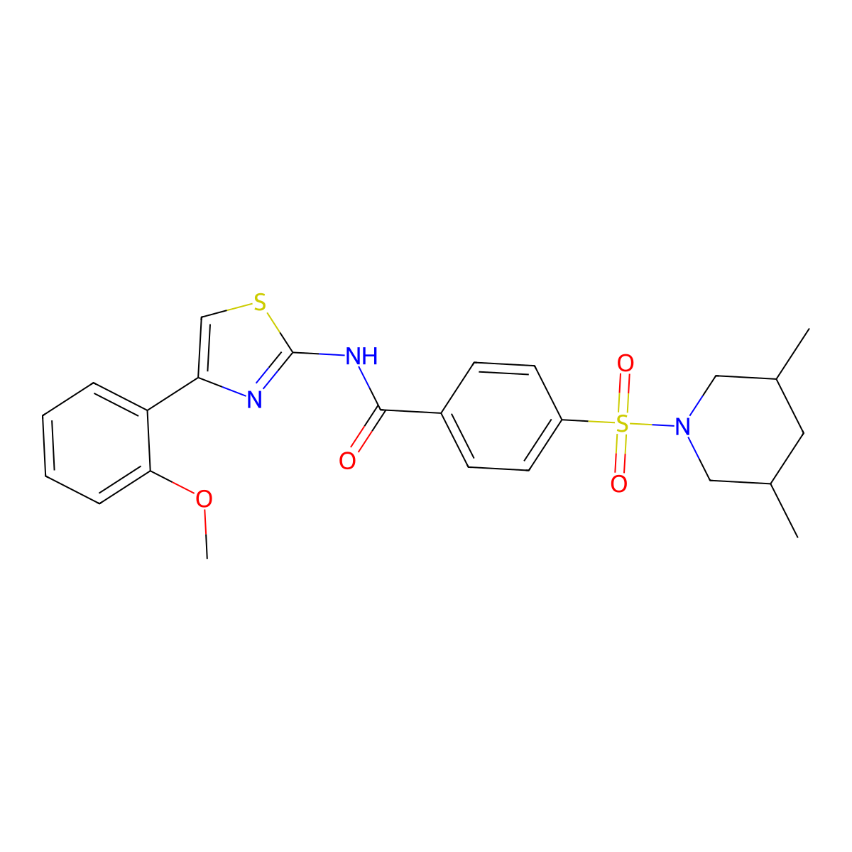 4-[(3,5-dimethylpiperidin-1-yl)sulfonyl]-N-[4-(2-methoxyphenyl)-1,3-thiazol-2-yl]benzamide molecular structure, CAS 361167-54-6