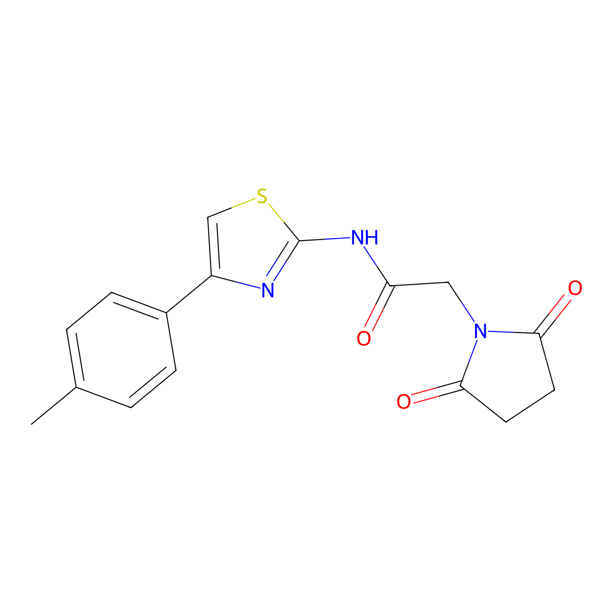 2-(2,5-dioxopyrrolidin-1-yl)-N-[4-(4-methylphenyl)-1,3-thiazol-2-yl]acetamide molecular structure, CAS 361167-67-1