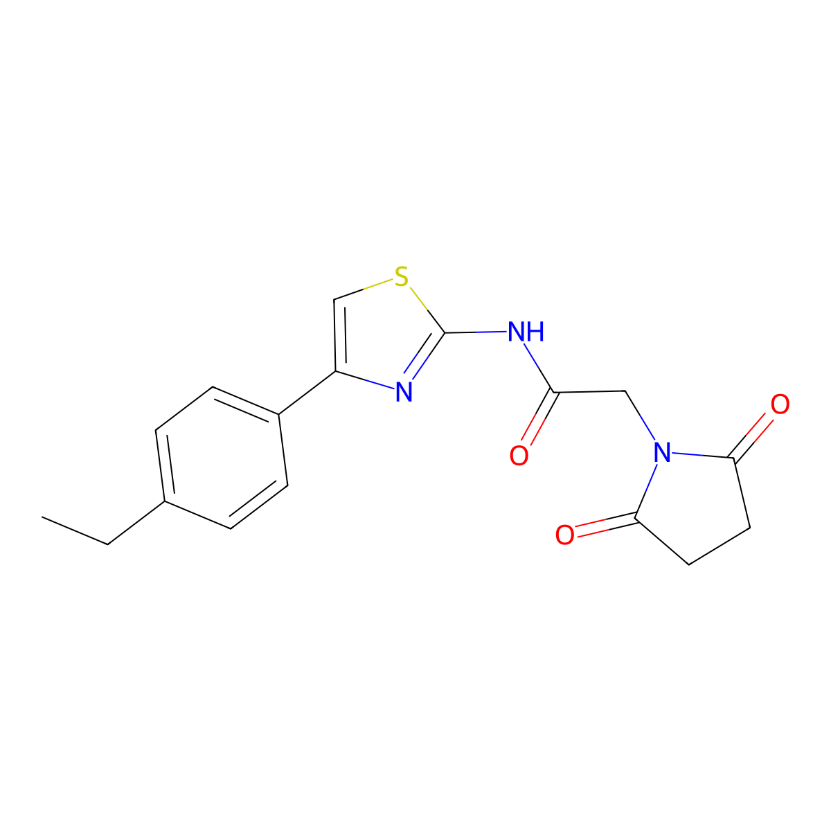 2-(2,5-dioxopyrrolidin-1-yl)-N-[4-(4-ethylphenyl)-1,3-thiazol-2-yl]acetamide molecular structure, CAS 361167-68-2