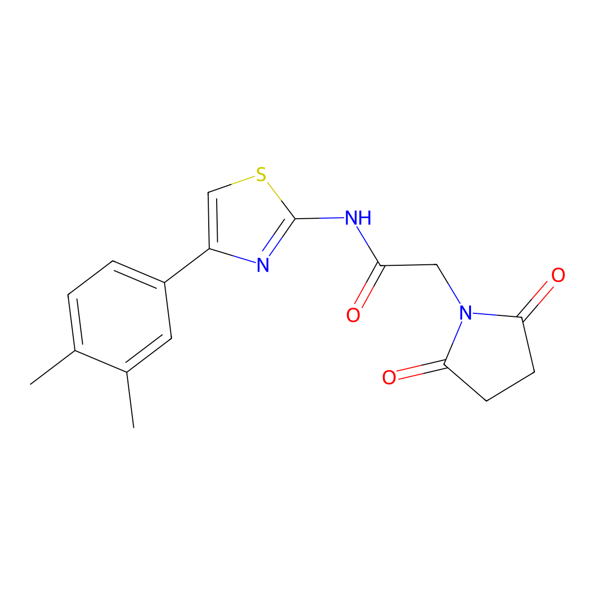 N-[4-(3,4-dimethylphenyl)-1,3-thiazol-2-yl]-2-(2,5-dioxopyrrolidin-1-yl)acetamide molecular structure, CAS 361167-72-8
