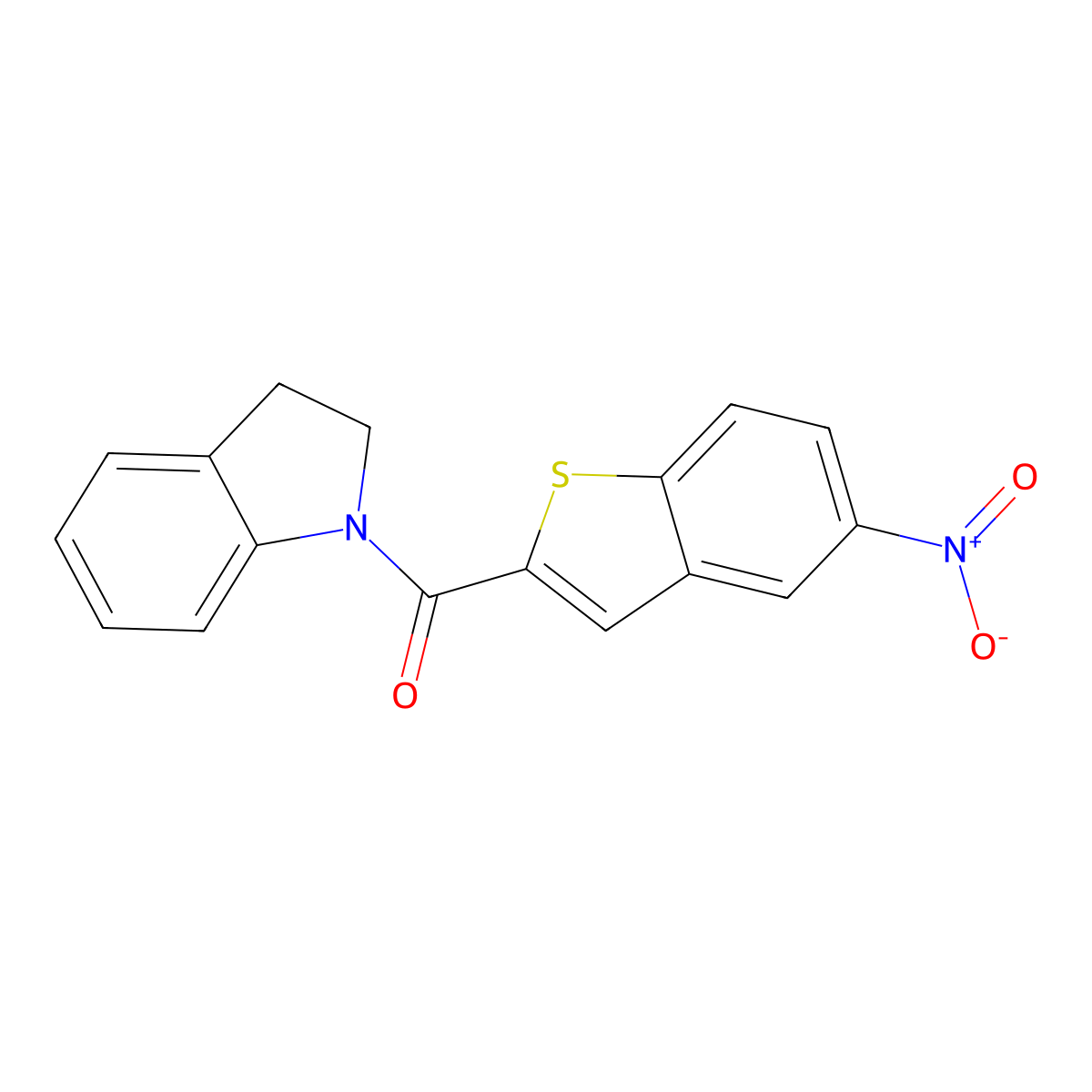 Indolin-1-yl(5-nitrobenzo[b]thiophen-2-yl)methanone molecular structure, CAS 361167-82-0