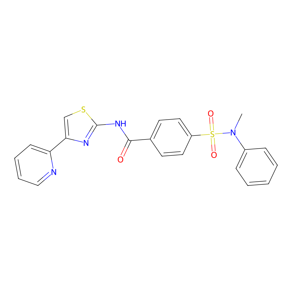 4-(N-methyl-N-phenylsulfamoyl)-N-(4-(pyridin-2-yl)thiazol-2-yl)benzamide molecular structure, CAS 361167-87-5