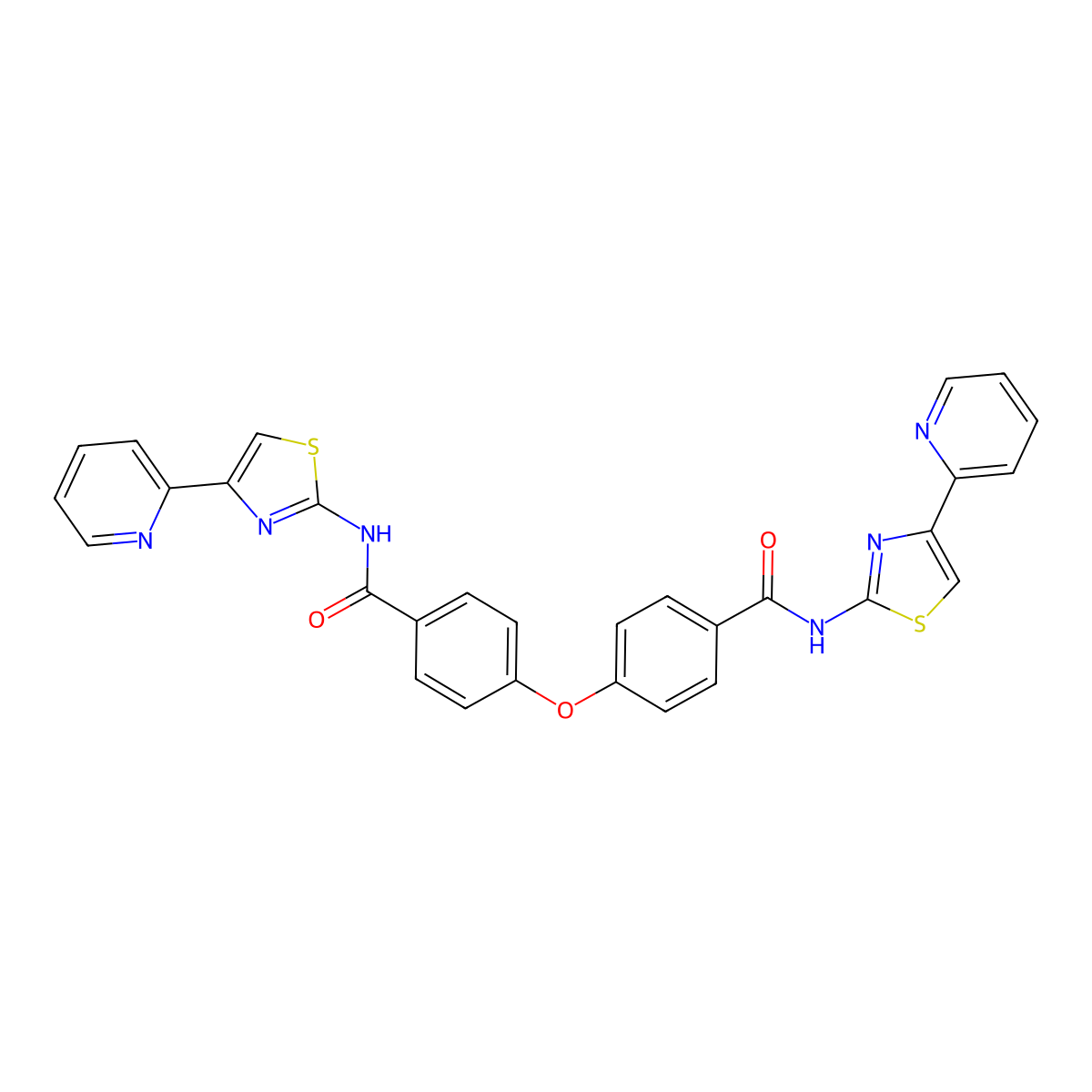 N-(4-pyridin-2-yl-1,3-thiazol-2-yl)-4-[4-[(4-pyridin-2-yl-1,3-thiazol-2-yl)carbamoyl]phenoxy]benzamide molecular structure, CAS 361167-90-0