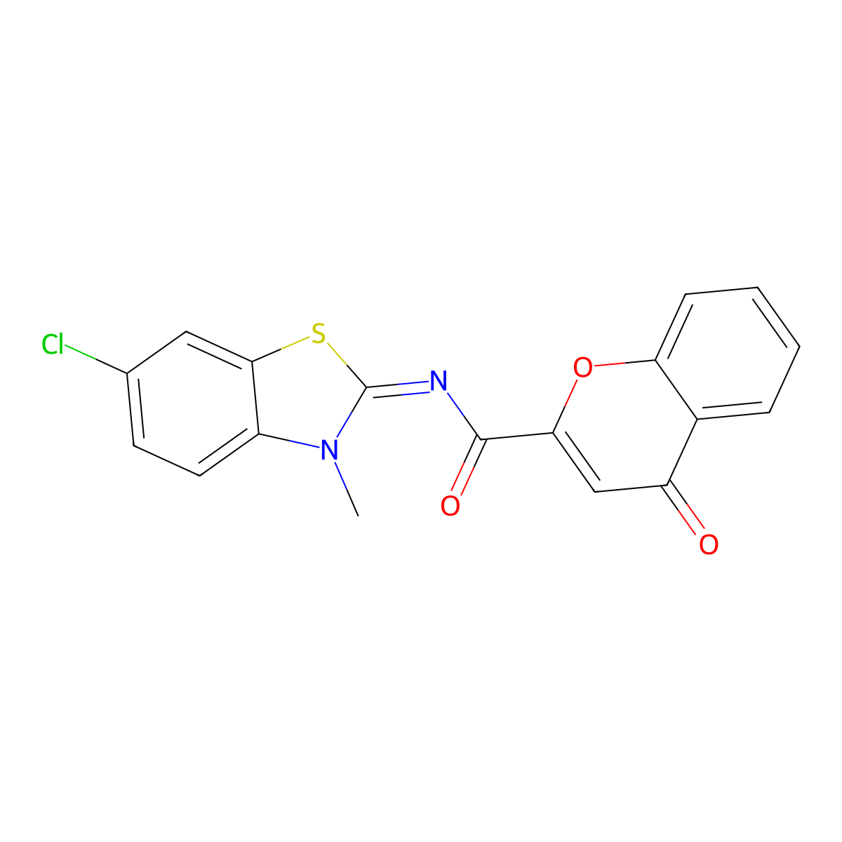 N-(6-chloro-3-methyl-1,3-benzothiazol-2-ylidene)-4-oxochromene-2-carboxamide molecular structure, CAS 361167-93-3