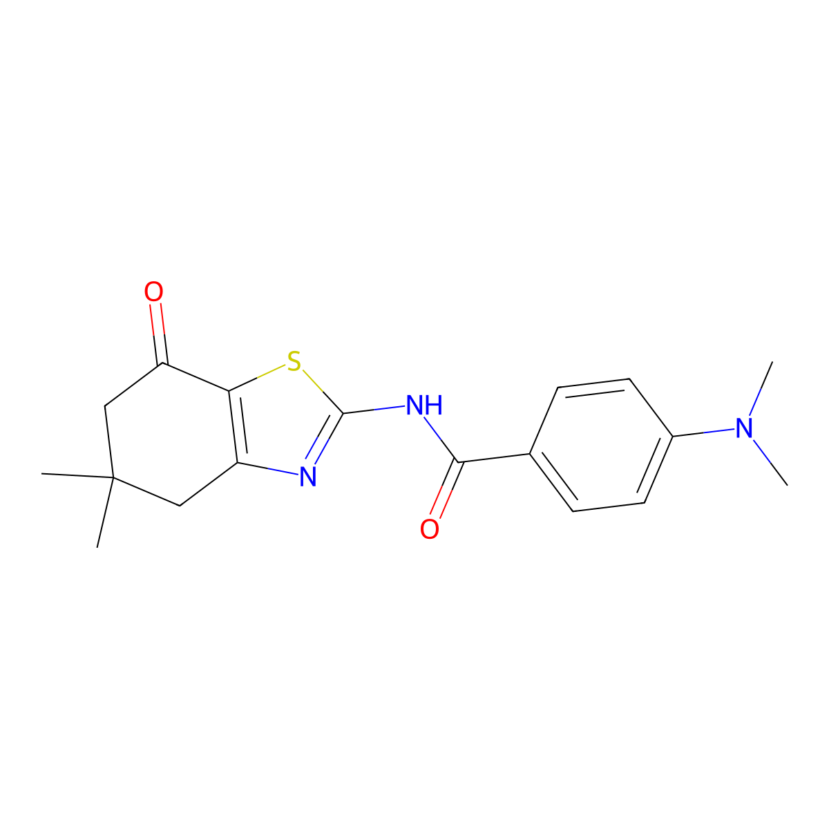 N-(5,5-dimethyl-7-oxo-4,5,6,7-tetrahydrobenzo[d]thiazol-2-yl)-4-(dimethylamino)benzamide molecular structure, CAS 361168-05-0