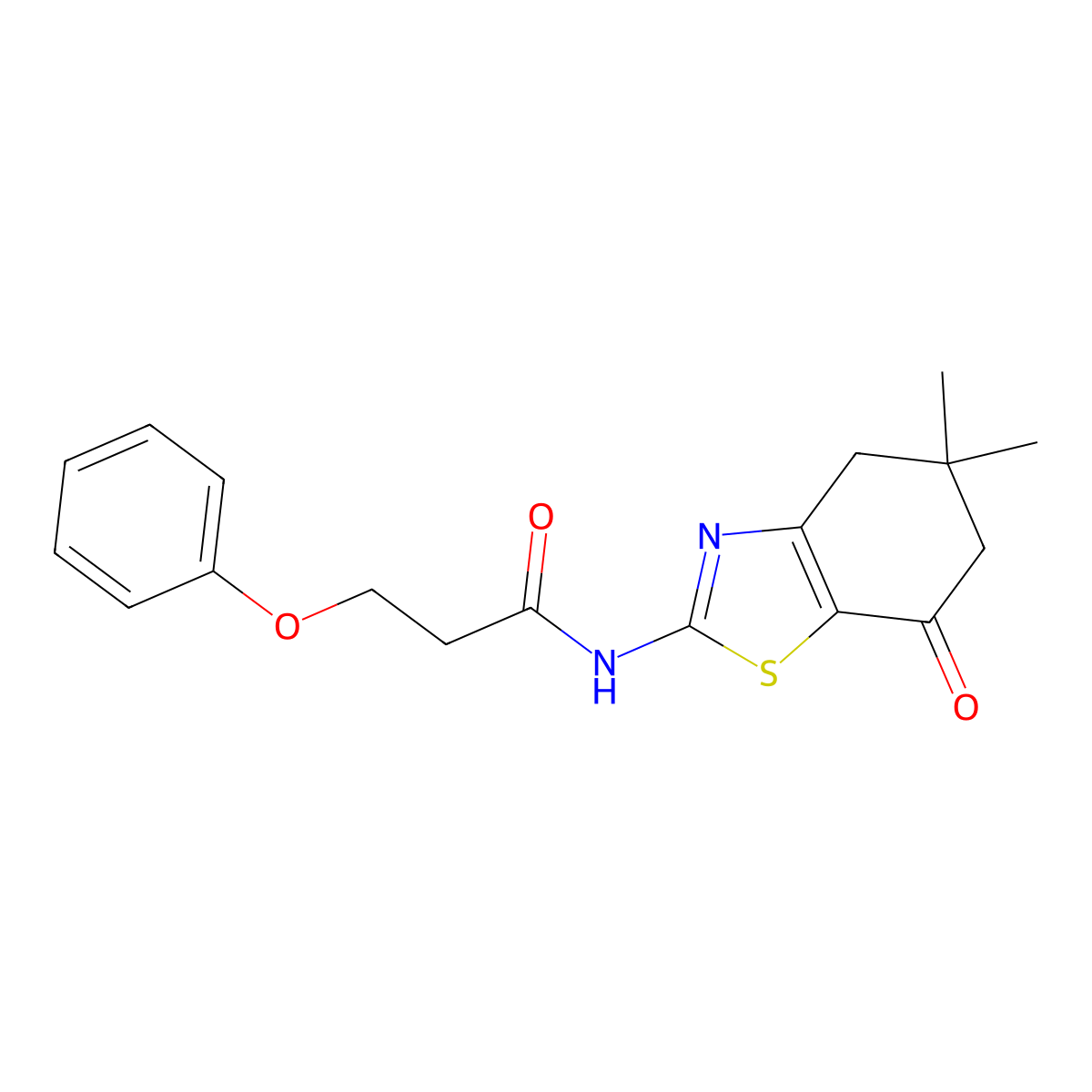N-(5,5-dimethyl-7-oxo-4,5,6,7-tetrahydrobenzo[d]thiazol-2-yl)-3-phenoxypropanamide molecular structure, CAS 361168-07-2