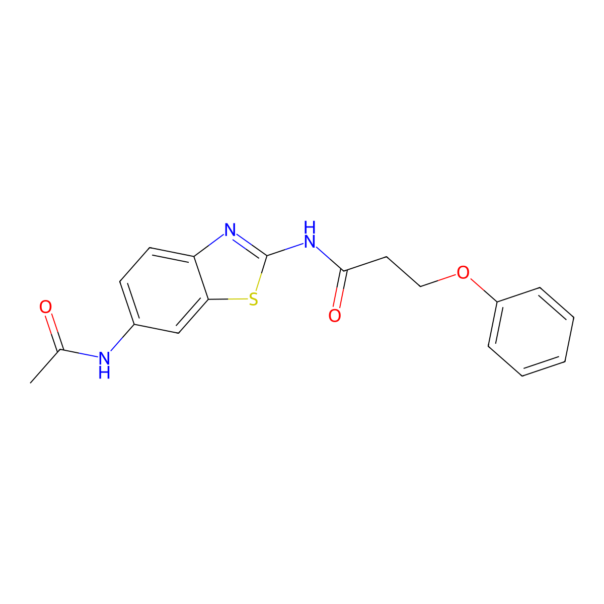 N-(6-acetamido-1,3-benzothiazol-2-yl)-3-phenoxypropanamide molecular structure, CAS 361168-09-4