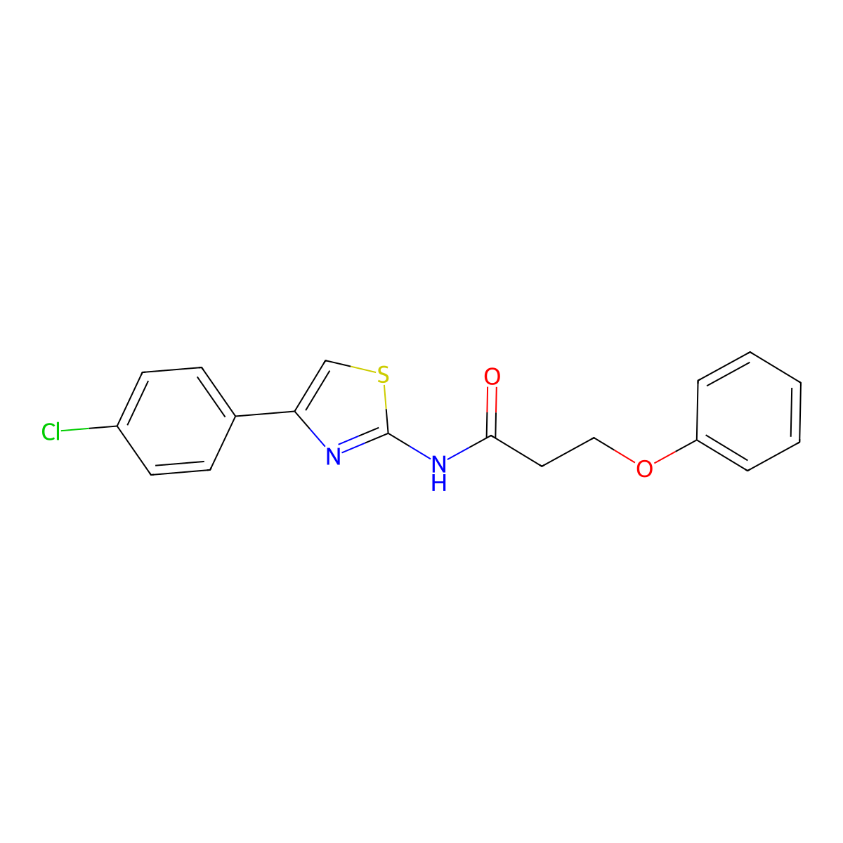 N-[4-(4-chlorophenyl)-1,3-thiazol-2-yl]-3-phenoxypropanamide molecular structure, CAS 361168-11-8
