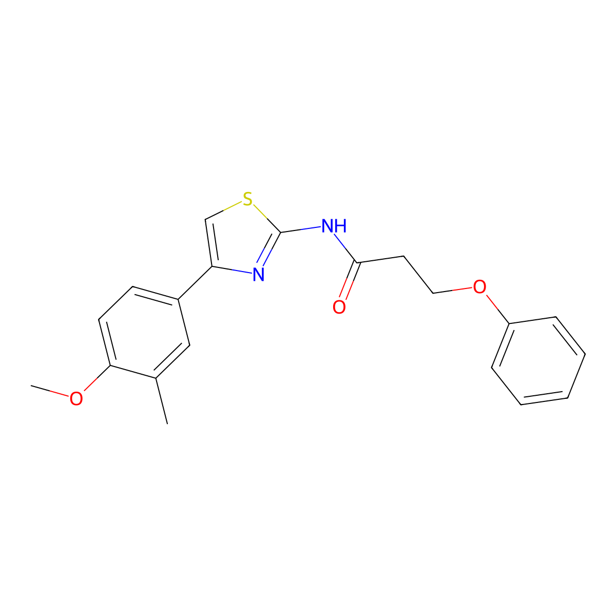 N-[4-(4-methoxy-3-methylphenyl)-1,3-thiazol-2-yl]-3-phenoxypropanamide molecular structure, CAS 361168-12-9