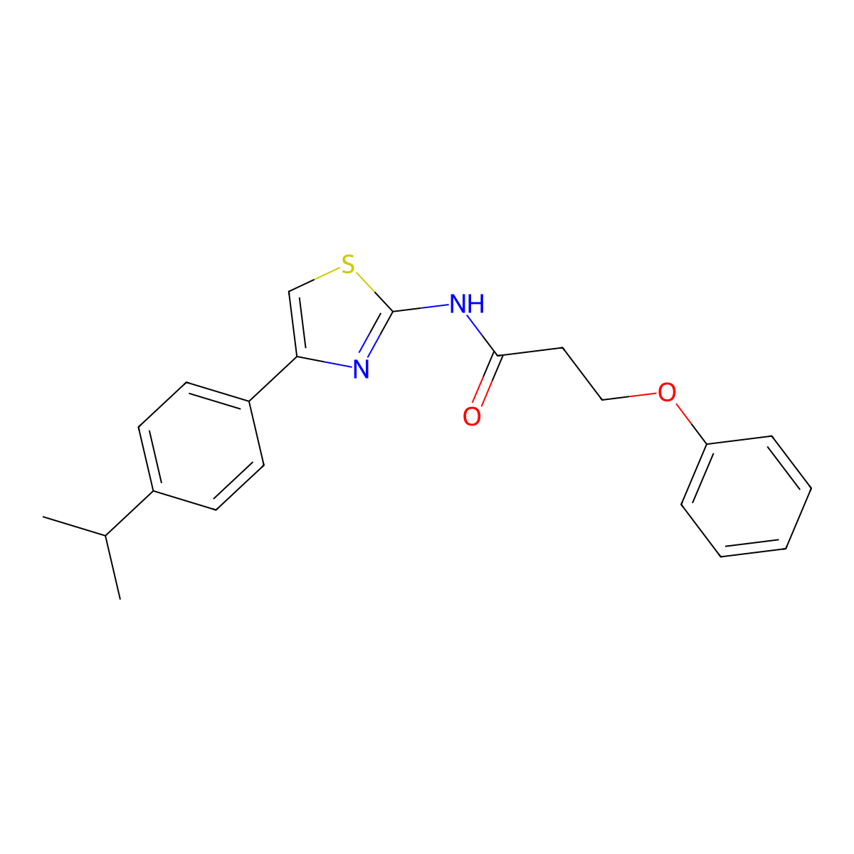 N-(4-(4-isopropylphenyl)thiazol-2-yl)-3-phenoxypropanamide molecular structure, CAS 361168-13-0