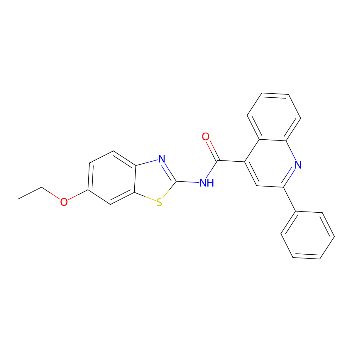 N-(6-ethoxy-1,3-benzothiazol-2-yl)-2-phenylquinoline-4-carboxamide molecular structure, CAS 361168-15-2