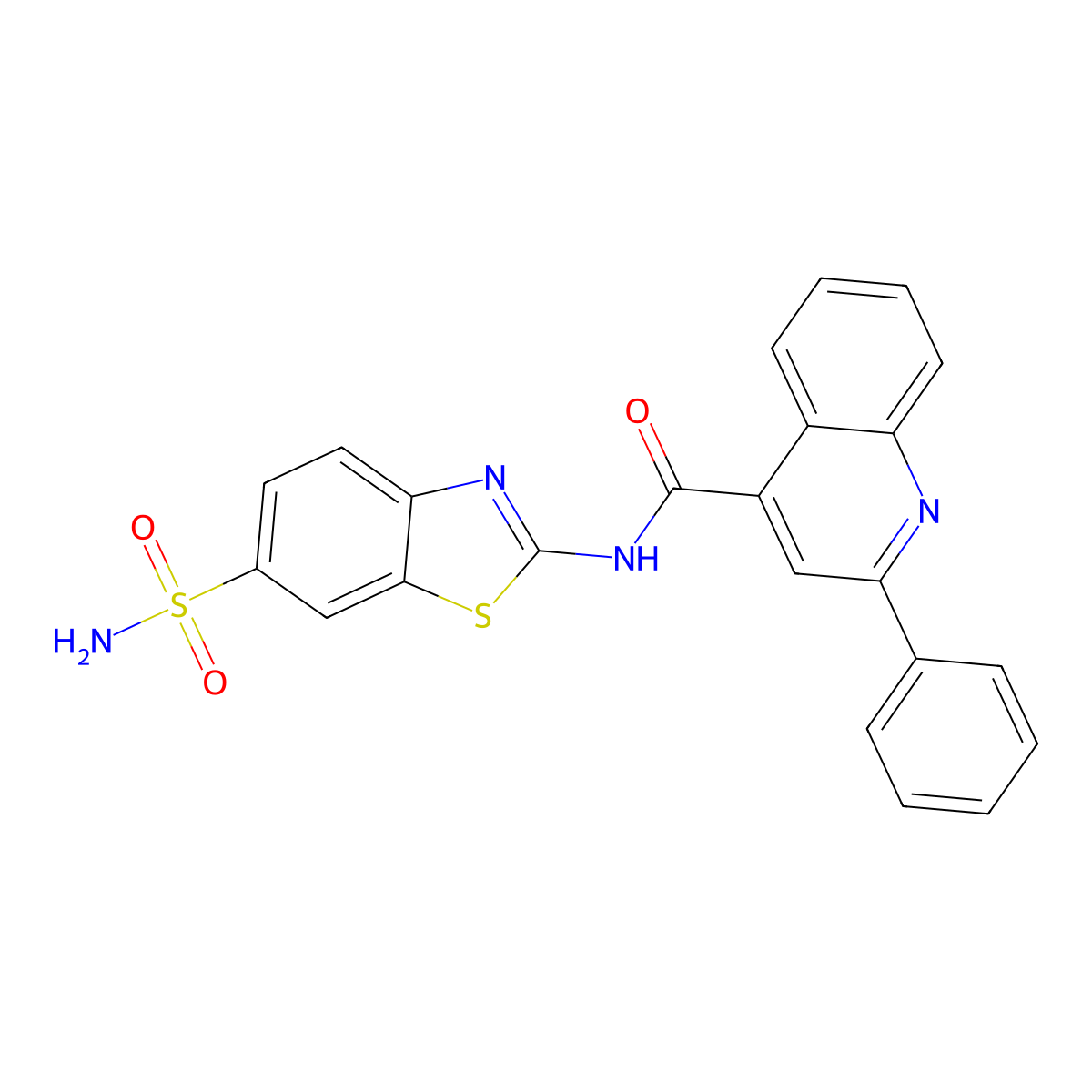 2-phenyl-N-(6-sulfamoyl-1,3-benzothiazol-2-yl)quinoline-4-carboxamide molecular structure, CAS 361168-16-3