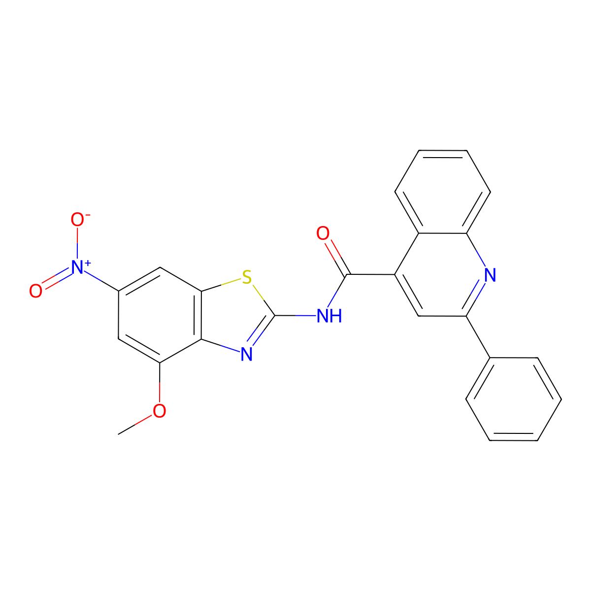 N-(4-methoxy-6-nitro-1,3-benzothiazol-2-yl)-2-phenylquinoline-4-carboxamide molecular structure, CAS 361168-17-4