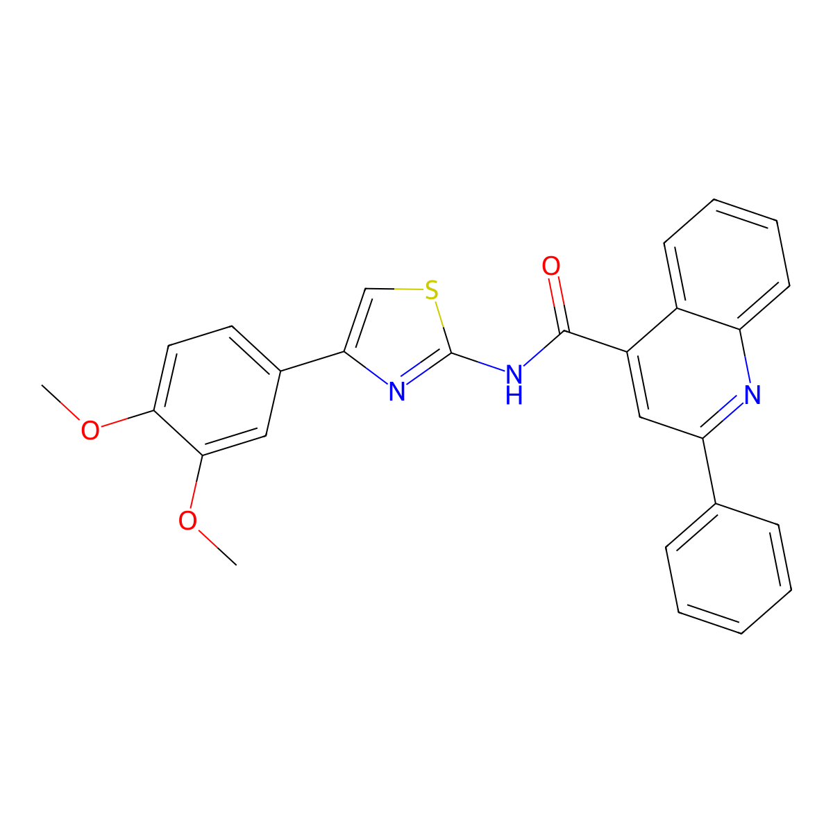 N-[4-(3,4-dimethoxyphenyl)-1,3-thiazol-2-yl]-2-phenylquinoline-4-carboxamide molecular structure, CAS 361168-19-6