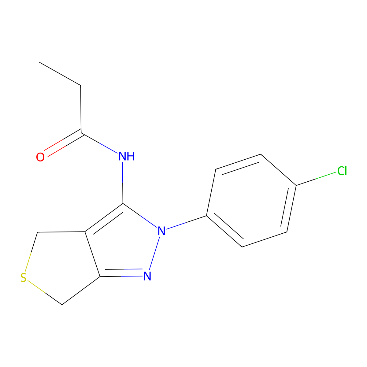 N-[2-(4-chlorophenyl)-4,6-dihydrothieno[3,4-c]pyrazol-3-yl]propanamide molecular structure, CAS 361168-25-4
