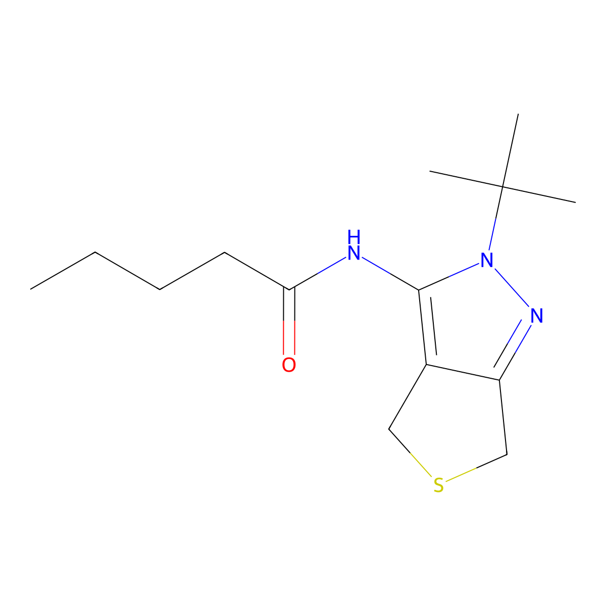 N-(2-(tert-butyl)-4,6-dihydro-2H-thieno[3,4-c]pyrazol-3-yl)pentanamide molecular structure, CAS 361168-27-6