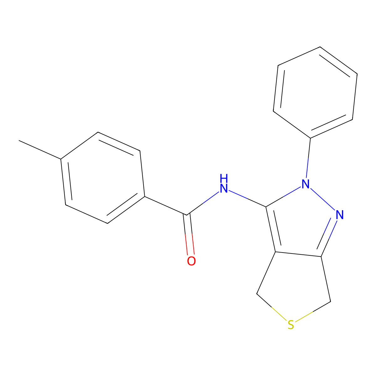 4-methyl-N-(2-phenyl-4,6-dihydro-2H-thieno[3,4-c]pyrazol-3-yl)benzamide molecular structure, CAS 361168-33-4