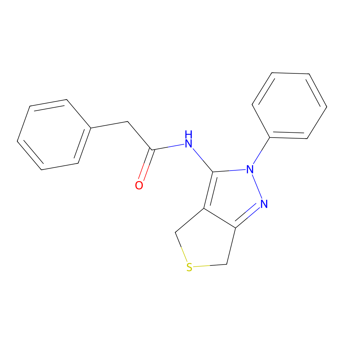 2-phenyl-N-(2-phenyl-4,6-dihydrothieno[3,4-c]pyrazol-3-yl)acetamide molecular structure, CAS 361168-34-5