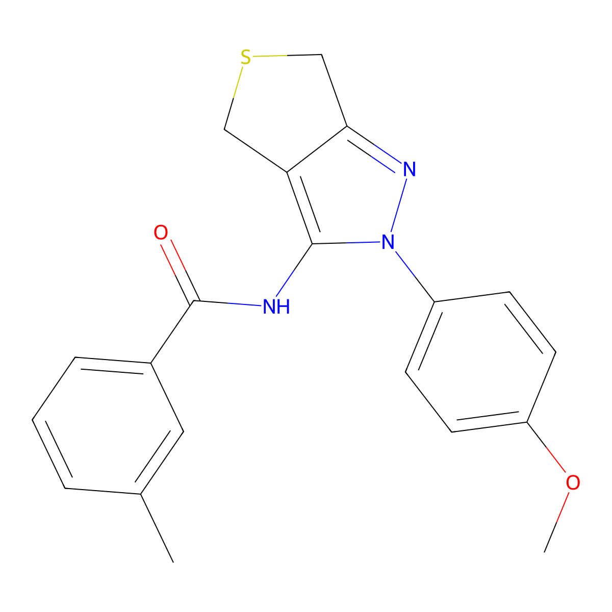 N-[2-(4-methoxyphenyl)-4,6-dihydrothieno[3,4-c]pyrazol-3-yl]-3-methylbenzamide molecular structure, CAS 361168-36-7