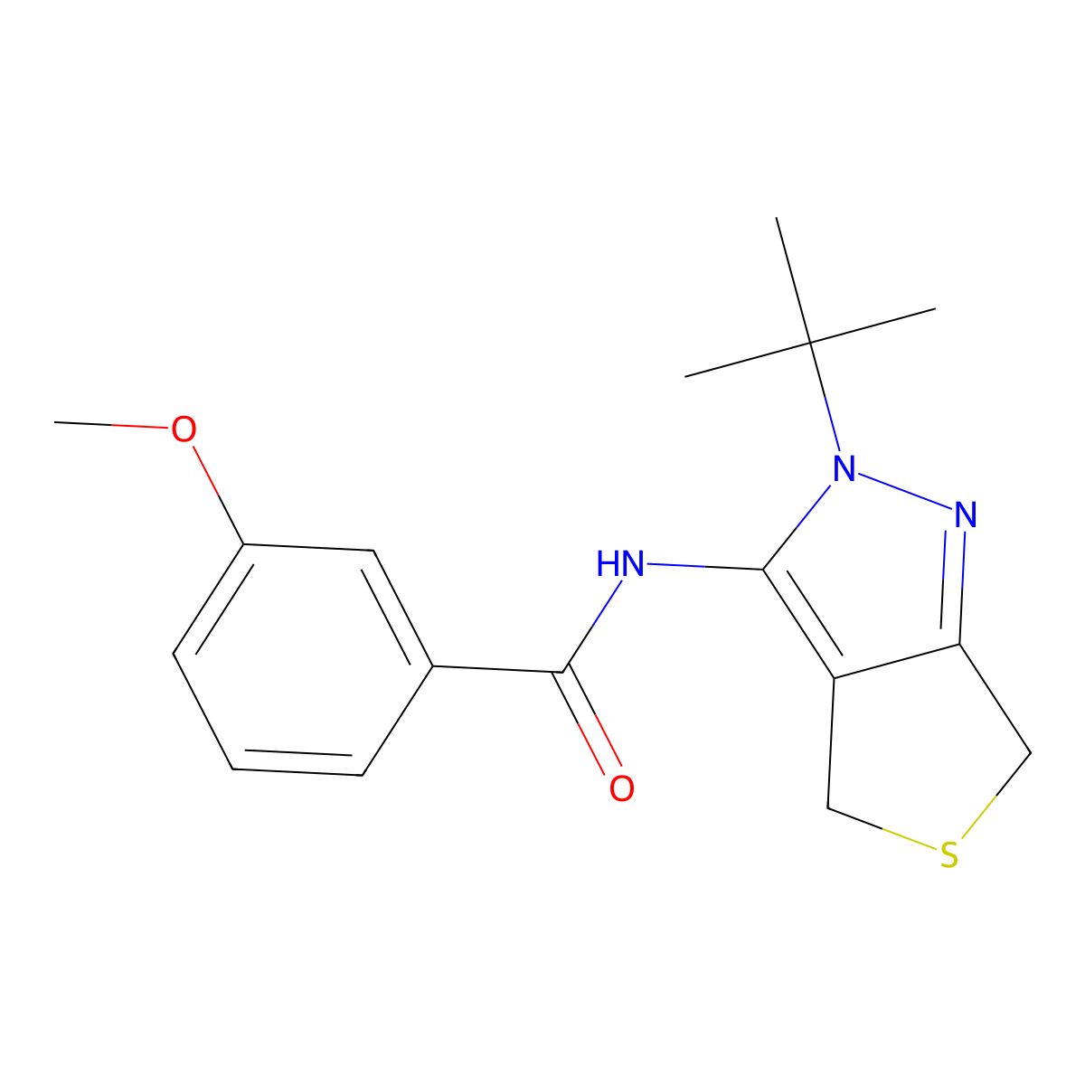 N-(2-tert-butyl-4,6-dihydrothieno[3,4-c]pyrazol-3-yl)-3-methoxybenzamide molecular structure, CAS 361168-43-6