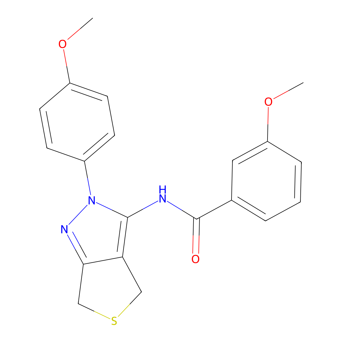 3-methoxy-N-[2-(4-methoxyphenyl)-4,6-dihydrothieno[3,4-c]pyrazol-3-yl]benzamide molecular structure, CAS 361168-46-9