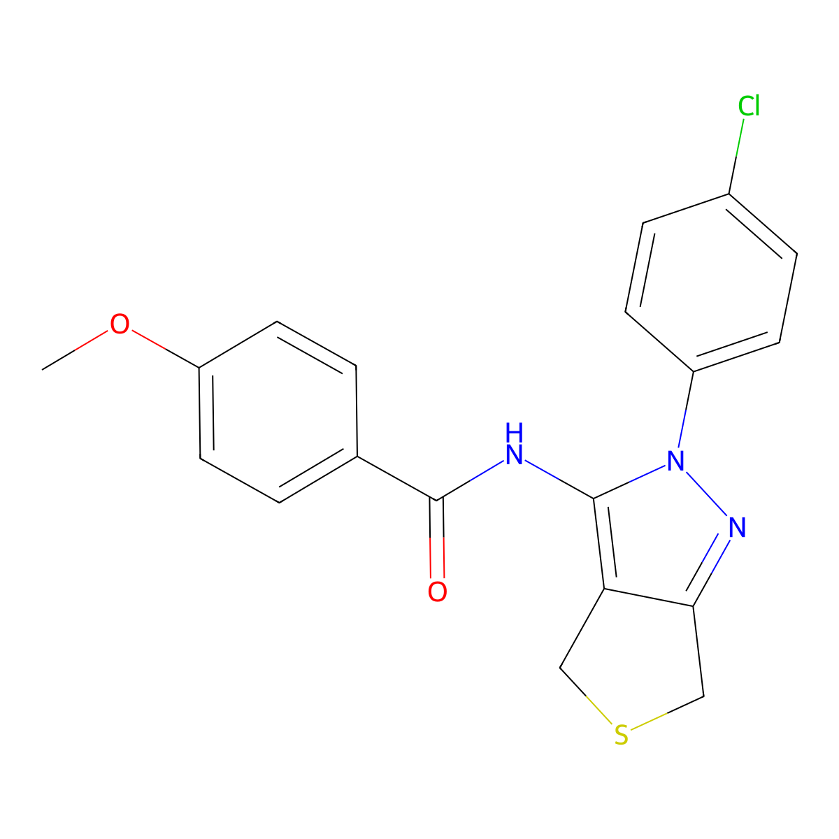 N-(2-(4-chlorophenyl)-4,6-dihydro-2H-thieno[3,4-c]pyrazol-3-yl)-4-methoxybenzamide molecular structure, CAS 361168-47-0