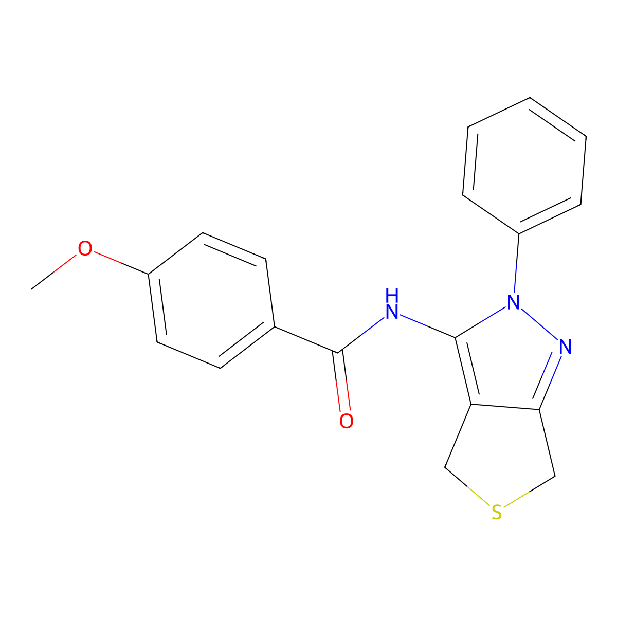 4-methoxy-N-(2-phenyl-4,6-dihydrothieno[3,4-c]pyrazol-3-yl)benzamide molecular structure, CAS 361168-48-1