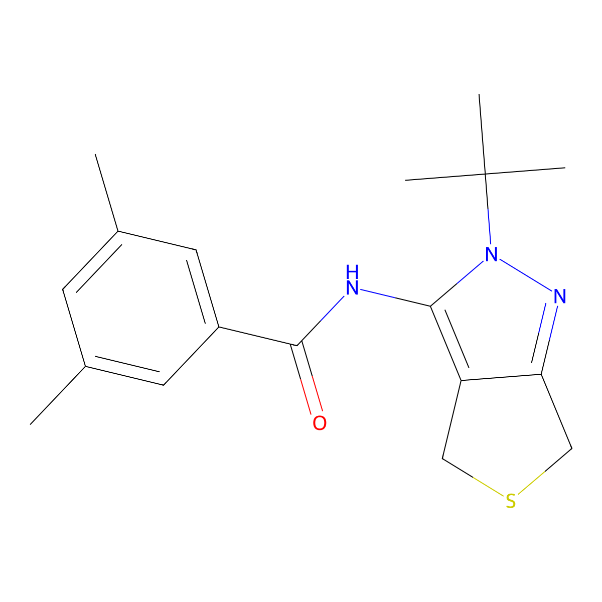 N-(2-(tert-butyl)-4,6-dihydro-2H-thieno[3,4-c]pyrazol-3-yl)-3,5-dimethylbenzamide molecular structure, CAS 361168-49-2