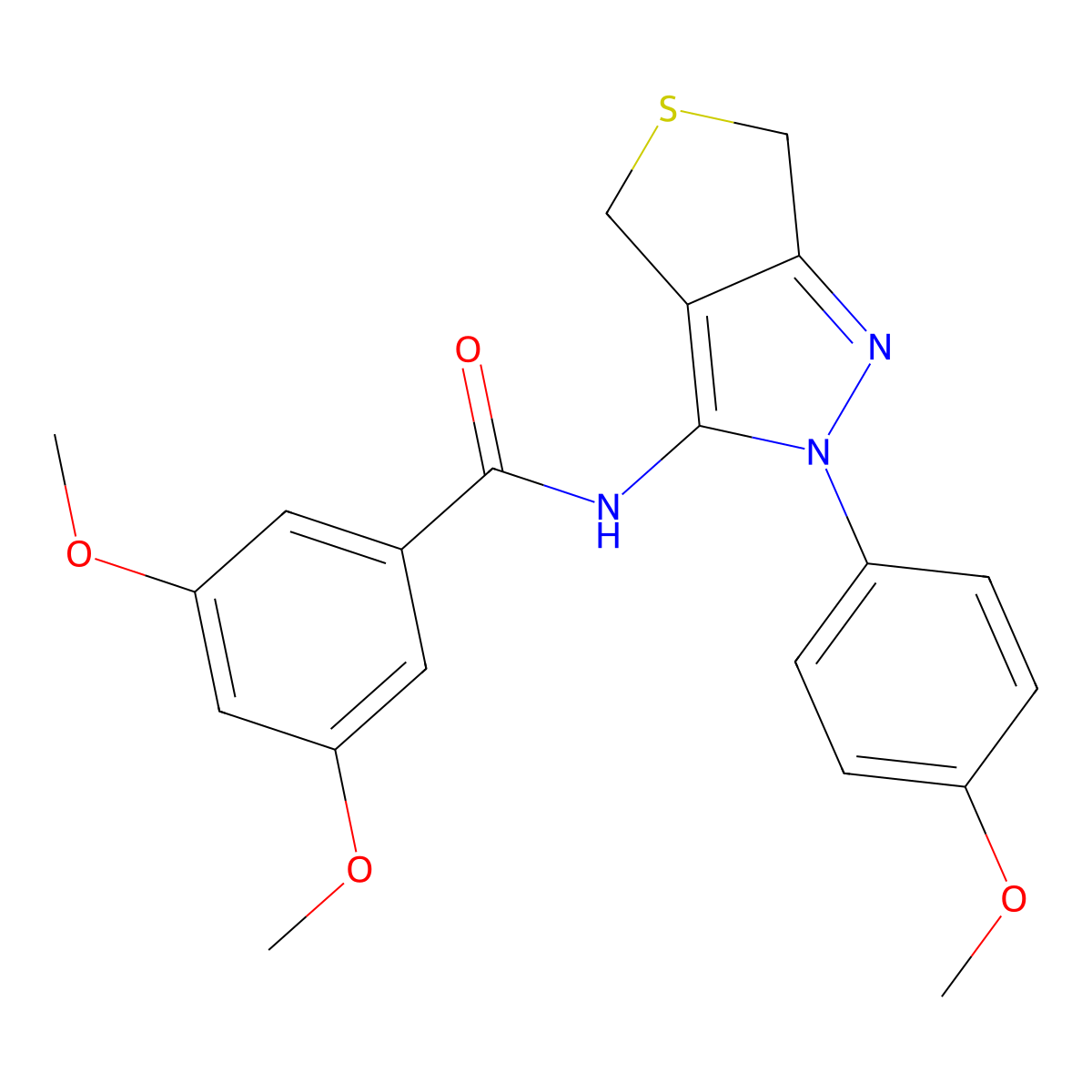 3,5-dimethoxy-N-[2-(4-methoxyphenyl)-4,6-dihydrothieno[3,4-c]pyrazol-3-yl]benzamide molecular structure, CAS 361168-50-5