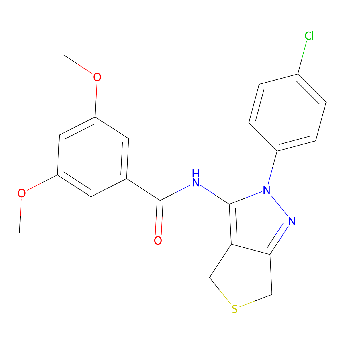 N-(2-(4-chlorophenyl)-4,6-dihydro-2H-thieno[3,4-c]pyrazol-3-yl)-3,5-dimethoxybenzamide molecular structure, CAS 361168-51-6