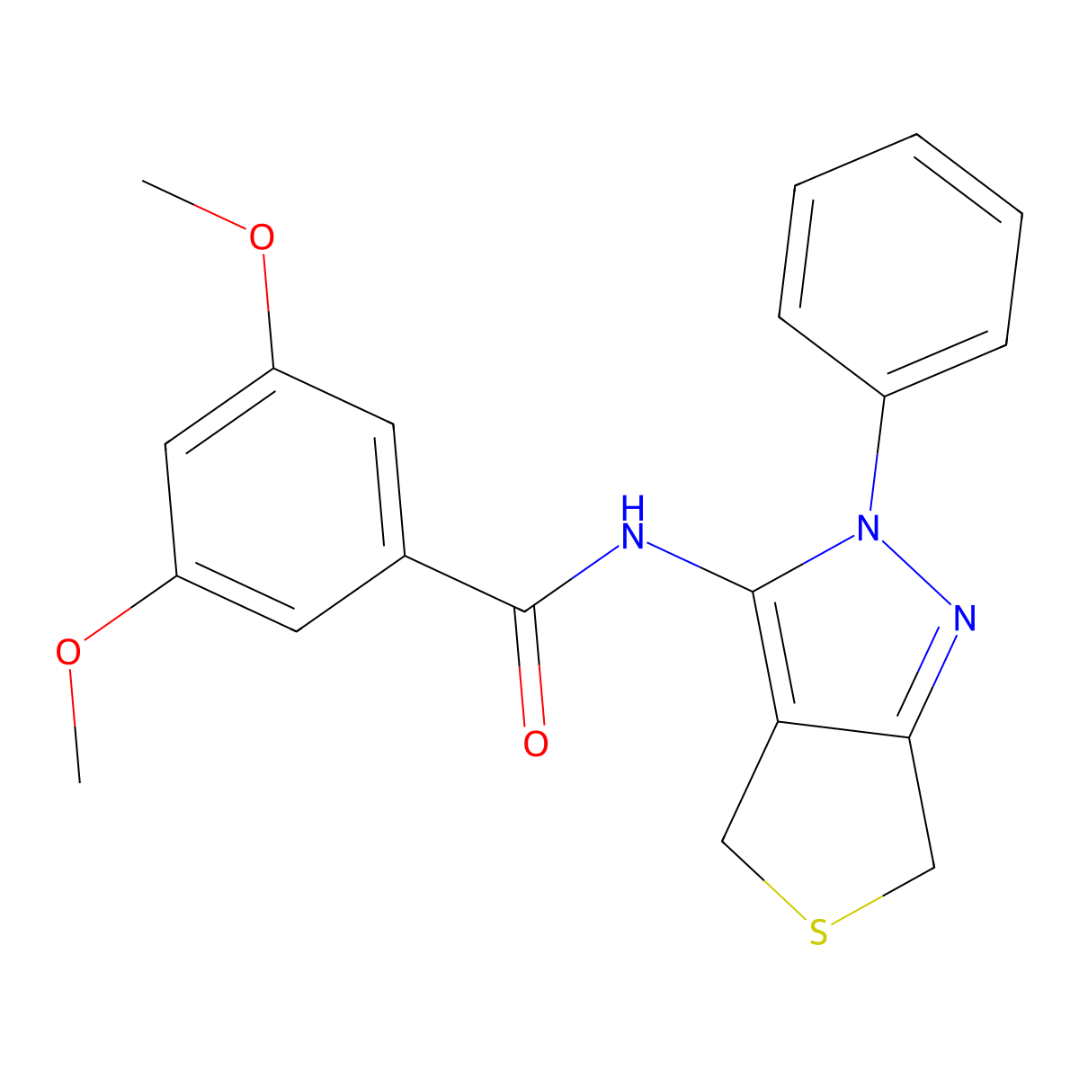 3,5-dimethoxy-N-(2-phenyl-4,6-dihydro-2H-thieno[3,4-c]pyrazol-3-yl)benzamide molecular structure, CAS 361168-52-7