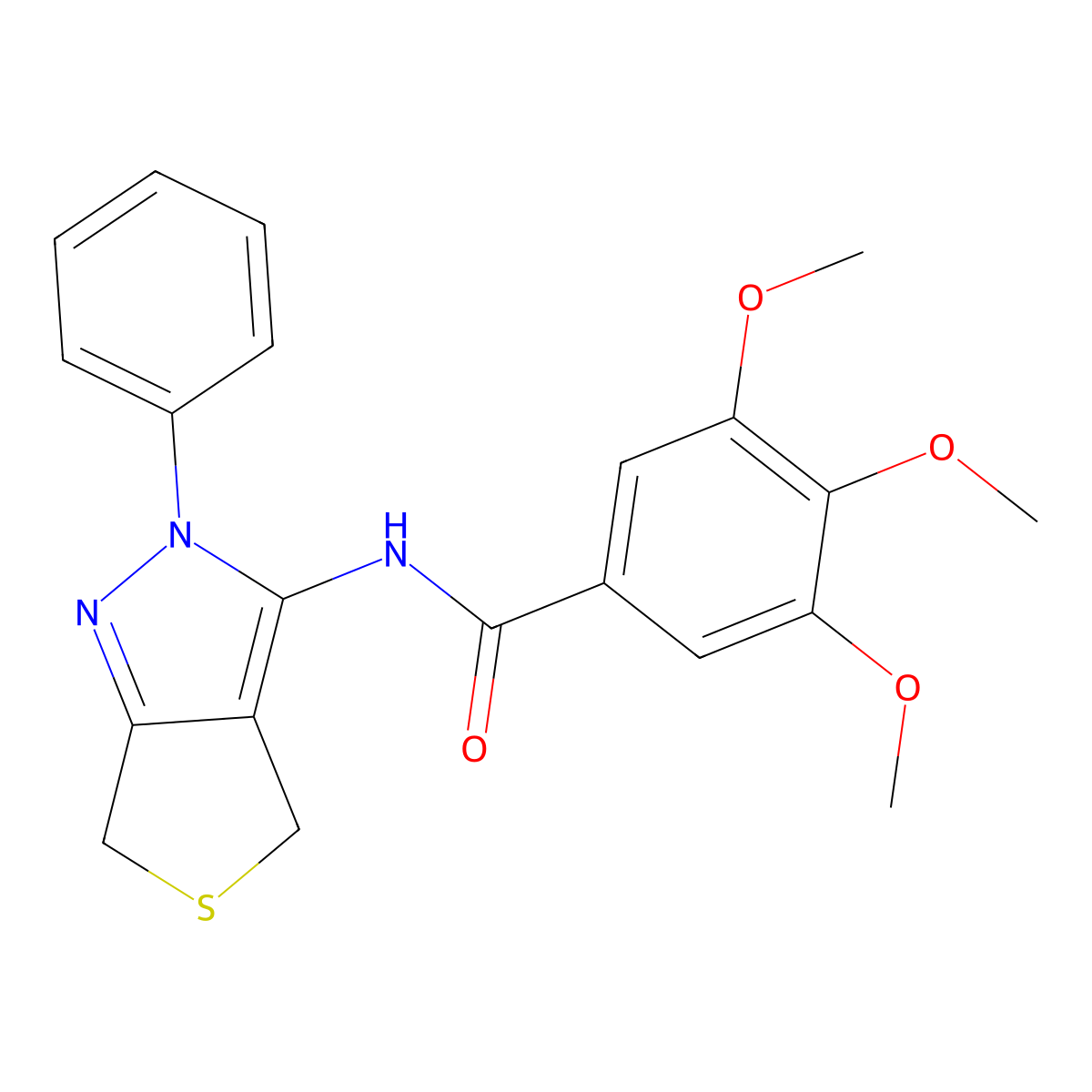 3,4,5-trimethoxy-N-(2-phenyl-4,6-dihydro-2H-thieno[3,4-c]pyrazol-3-yl)benzamide molecular structure, CAS 361168-53-8