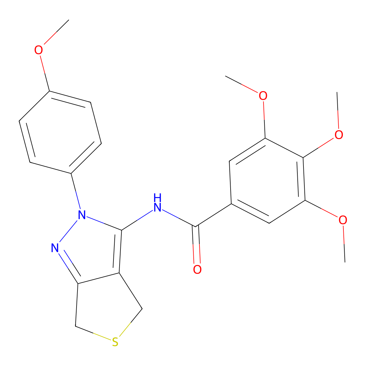 3,4,5-trimethoxy-N-[2-(4-methoxyphenyl)-4,6-dihydrothieno[3,4-c]pyrazol-3-yl]benzamide molecular structure, CAS 361168-54-9