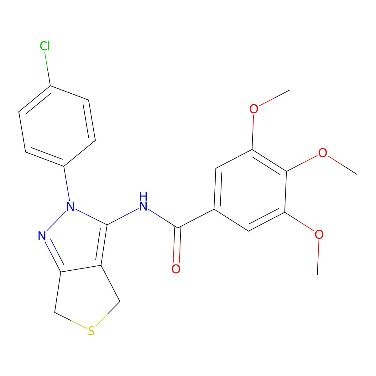 N-(2-(4-chlorophenyl)-4,6-dihydro-2H-thieno[3,4-c]pyrazol-3-yl)-3,4,5-trimethoxybenzamide molecular structure, CAS 361168-55-0