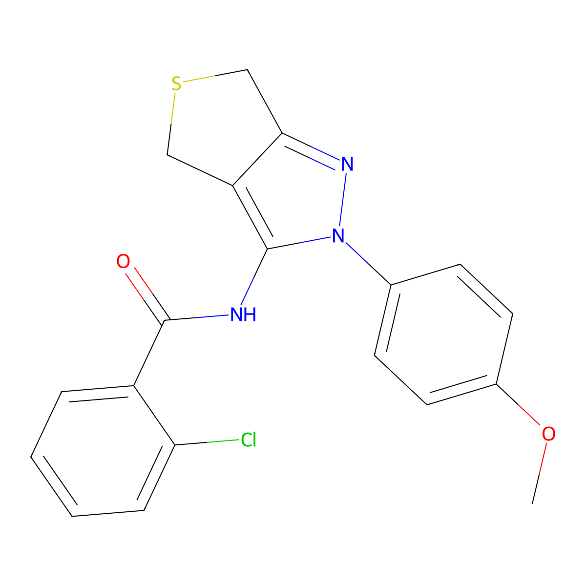 2-chloro-N-(2-(4-methoxyphenyl)-4,6-dihydro-2H-thieno[3,4-c]pyrazol-3-yl)benzamide molecular structure, CAS 361168-56-1