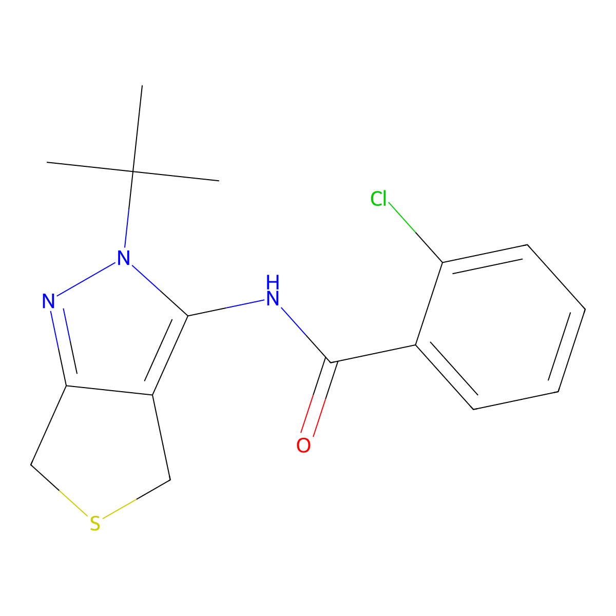 N-(2-(tert-butyl)-4,6-dihydro-2H-thieno[3,4-c]pyrazol-3-yl)-2-chlorobenzamide molecular structure, CAS 361168-57-2