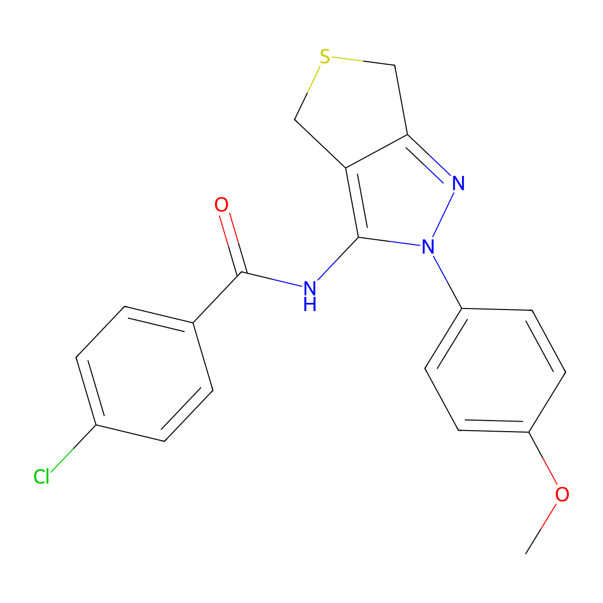4-chloro-N-(2-(4-methoxyphenyl)-4,6-dihydro-2H-thieno[3,4-c]pyrazol-3-yl)benzamide molecular structure, CAS 361168-59-4