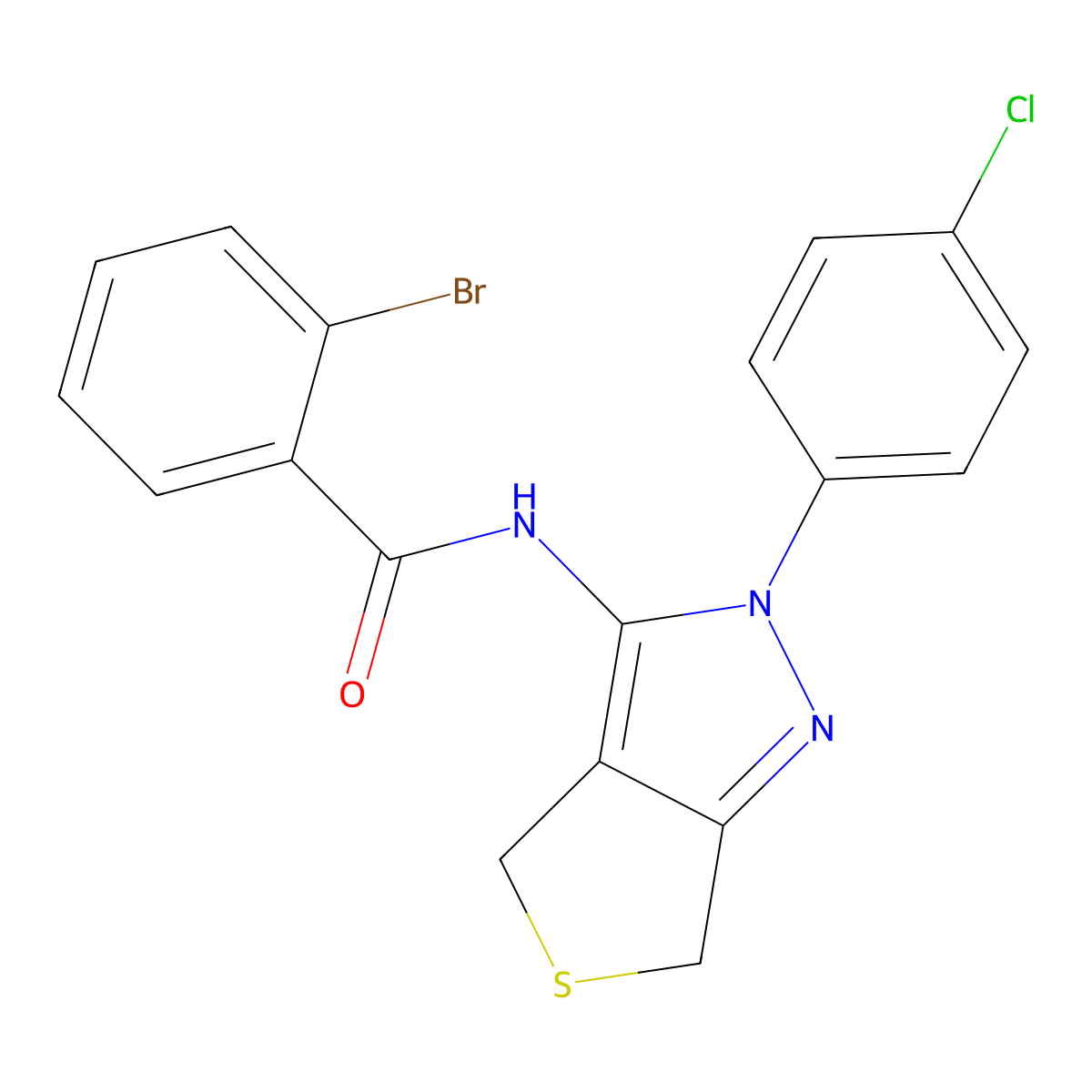 2-bromo-N-(2-(4-chlorophenyl)-4,6-dihydro-2H-thieno[3,4-c]pyrazol-3-yl)benzamide molecular structure, CAS 361168-63-0