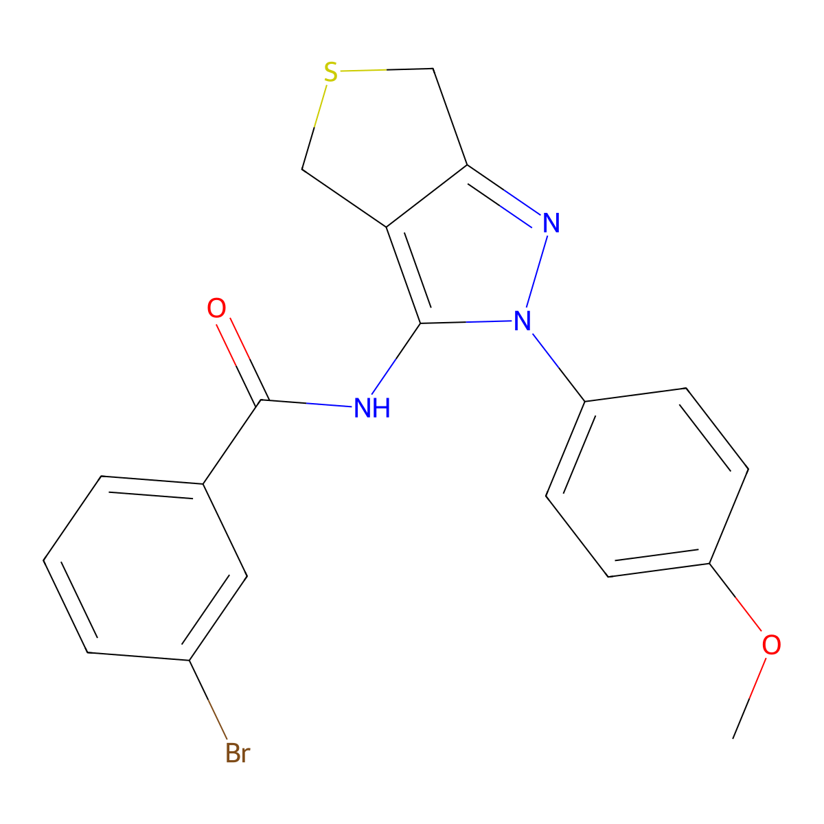 3-bromo-N-(2-(4-methoxyphenyl)-4,6-dihydro-2H-thieno[3,4-c]pyrazol-3-yl)benzamide molecular structure, CAS 361168-65-2