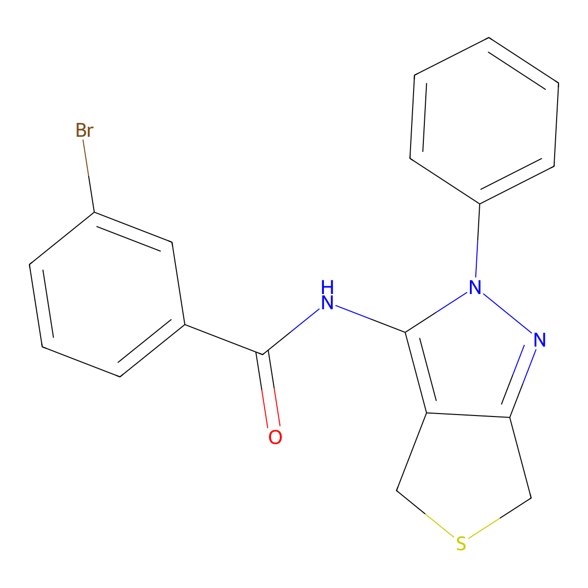 3-bromo-N-(2-phenyl-4,6-dihydrothieno[3,4-c]pyrazol-3-yl)benzamide molecular structure, CAS 361168-66-3