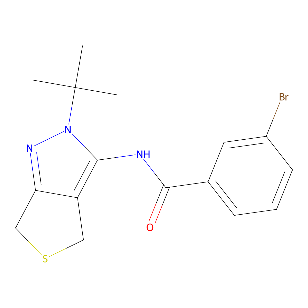 3-bromo-N-(2-(tert-butyl)-4,6-dihydro-2H-thieno[3,4-c]pyrazol-3-yl)benzamide molecular structure, CAS 361168-67-4