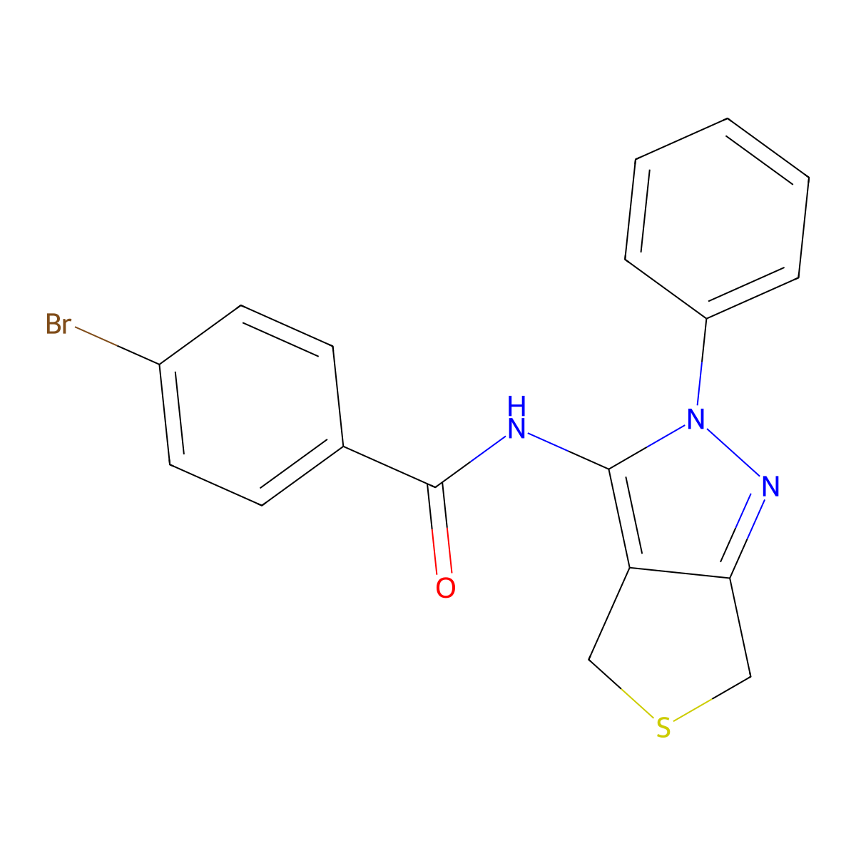4-bromo-N-(2-phenyl-4,6-dihydro-2H-thieno[3,4-c]pyrazol-3-yl)benzamide molecular structure, CAS 361168-69-6