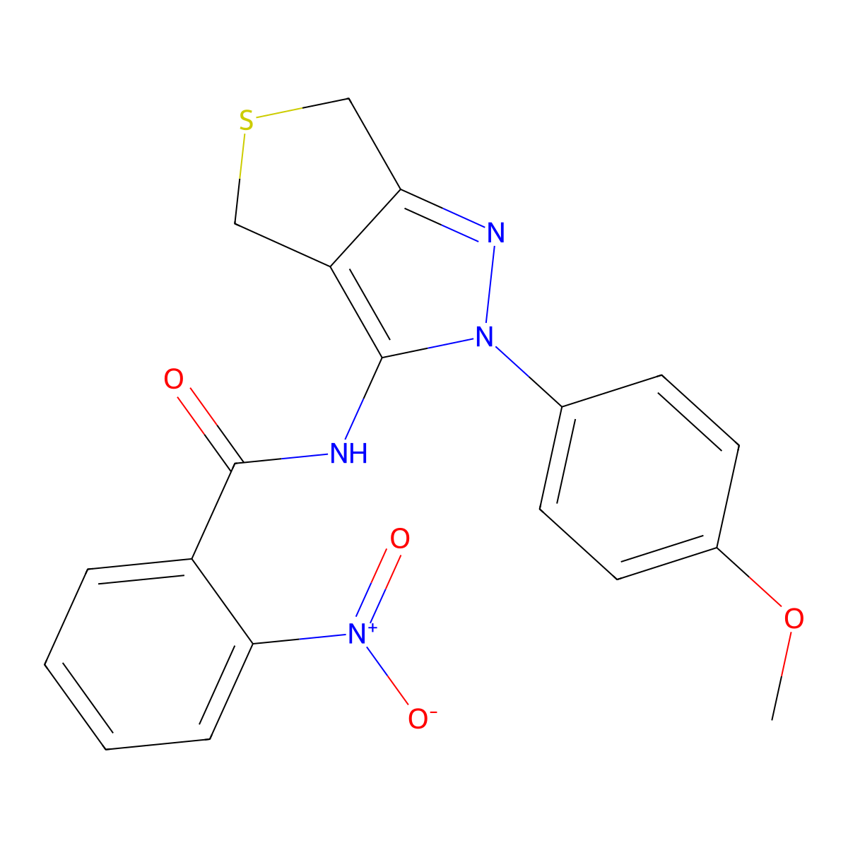 N-[2-(4-methoxyphenyl)-4,6-dihydrothieno[3,4-c]pyrazol-3-yl]-2-nitrobenzamide molecular structure, CAS 361168-70-9