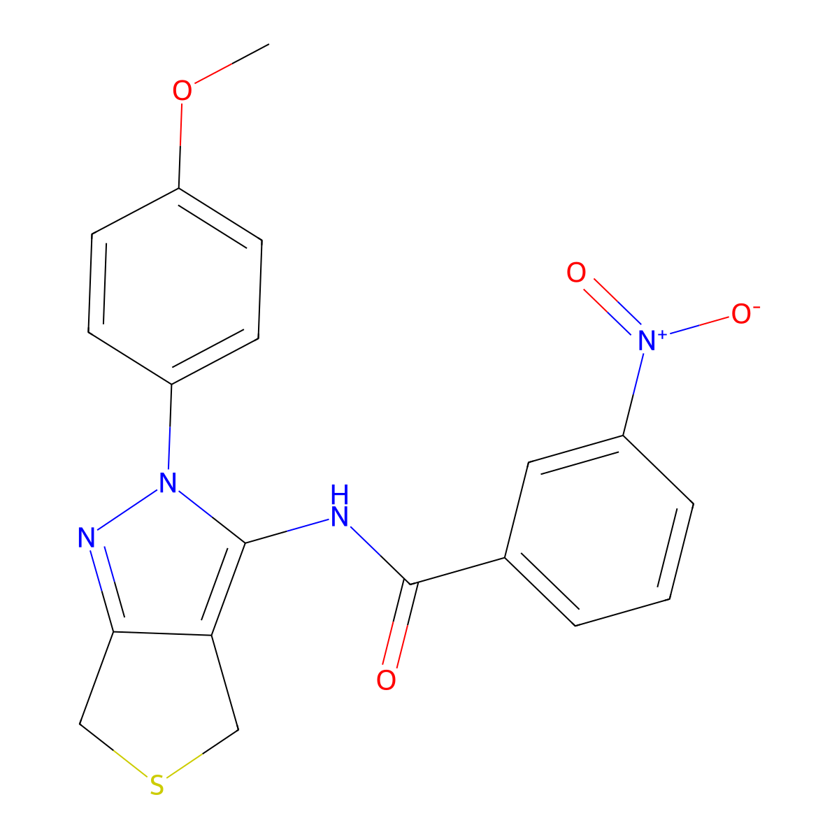 N-(2-(4-methoxyphenyl)-4,6-dihydro-2H-thieno[3,4-c]pyrazol-3-yl)-3-nitrobenzamide molecular structure, CAS 361168-72-1