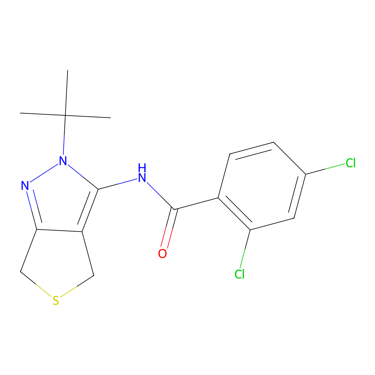 N-(2-(tert-butyl)-4,6-dihydro-2H-thieno[3,4-c]pyrazol-3-yl)-2,4-dichlorobenzamide molecular structure, CAS 361168-73-2
