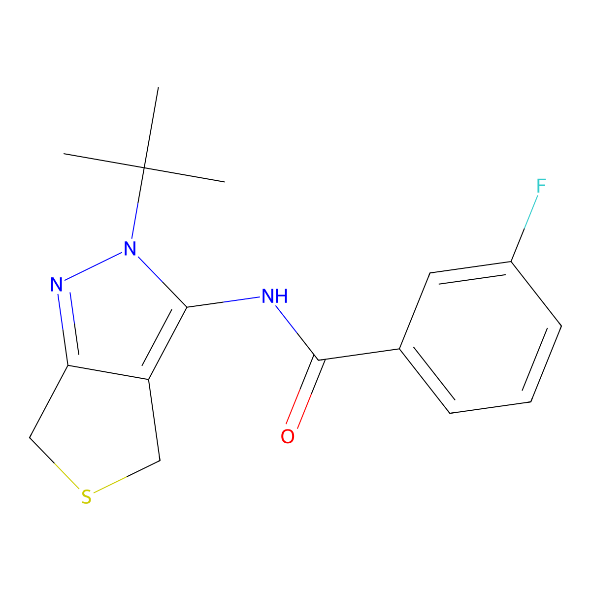 N-(2-(tert-butyl)-4,6-dihydro-2H-thieno[3,4-c]pyrazol-3-yl)-3-fluorobenzamide molecular structure, CAS 361168-79-8