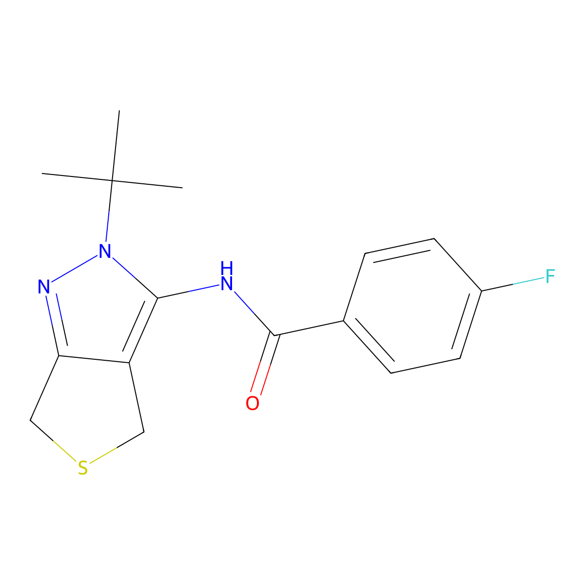 N-(2-(tert-butyl)-4,6-dihydro-2H-thieno[3,4-c]pyrazol-3-yl)-4-fluorobenzamide molecular structure, CAS 361168-80-1