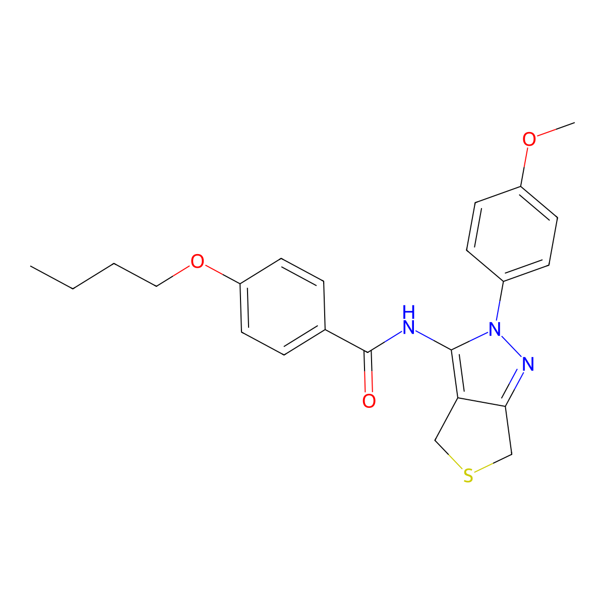 4-butoxy-N-[2-(4-methoxyphenyl)-4,6-dihydrothieno[3,4-c]pyrazol-3-yl]benzamide molecular structure, CAS 361168-85-6