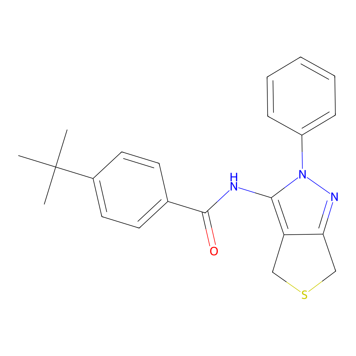 4-(tert-butyl)-N-(2-phenyl-4,6-dihydro-2H-thieno[3,4-c]pyrazol-3-yl)benzamide molecular structure, CAS 361168-87-8